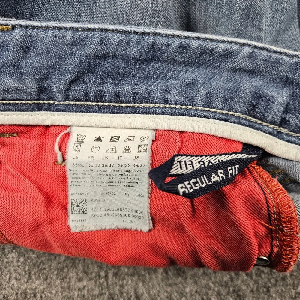 Hugo Boss Kansas Regular Fit Jeans Mens 36 Blue Italian Stretch Denim Pants